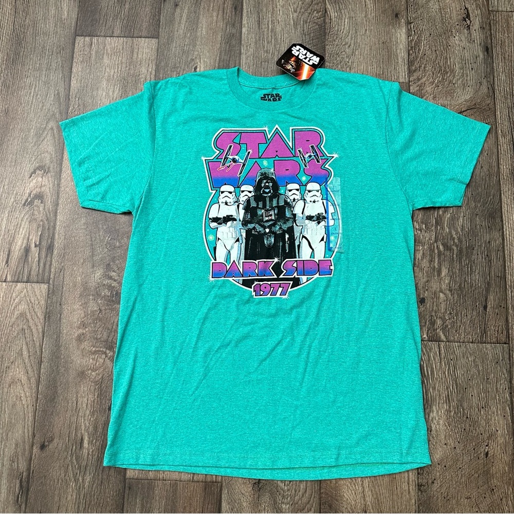 Star Wars Dark Side 1977 T-Shirt Retro Classic Darth Vader Graphic Green